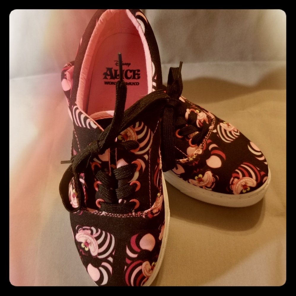 Disney Chesire Cat pink and black sneakers